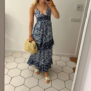abercrombie blue tiered maxi dress
